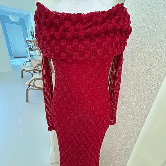 NWT Anthropologie/Bardot Adoni Ruby Red Maxi Dress - Picture 4 of 8